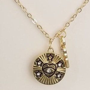 Steve Madden Talisman Gold Tone Pendant Charm Necklace New in Box